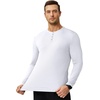 image:imageJMIERR Mens Ribbed Henley Shirt High Stretch Long Sleeve0 White