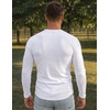 image:imageJMIERR Mens Ribbed Henley Shirt High Stretch Long Sleeve0 White