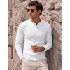 image:imageJMIERR Mens Ribbed Henley Shirt High Stretch Long Sleeve0 White