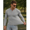 image:imageJMIERR Mens Ribbed Henley Shirt High Stretch Long SleeveA Grey