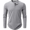 image:imageJMIERR Mens Ribbed Henley Shirt High Stretch Long SleeveA Grey