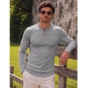 image:imageJMIERR Mens Ribbed Henley Shirt High Stretch Long SleeveA Grey