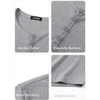 image:imageJMIERR Mens Ribbed Henley Shirt High Stretch Long SleeveA Grey