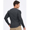 image:imageJMIERR Mens Ribbed Henley Shirt High Stretch Long SleeveB Grey