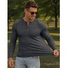 image:imageJMIERR Mens Ribbed Henley Shirt High Stretch Long SleeveB Grey