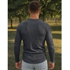 image:imageJMIERR Mens Ribbed Henley Shirt High Stretch Long SleeveB Grey
