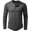 image:imageJMIERR Mens Ribbed Henley Shirt High Stretch Long SleeveB Grey
