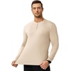 image:imageJMIERR Mens Ribbed Henley Shirt High Stretch Long SleeveC Beige