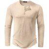 image:imageJMIERR Mens Ribbed Henley Shirt High Stretch Long SleeveC Beige