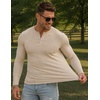 image:imageJMIERR Mens Ribbed Henley Shirt High Stretch Long SleeveC Beige