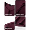 image:imageJMIERR Mens Ribbed Henley Shirt High Stretch Long SleeveC Red