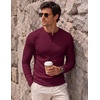 image:imageJMIERR Mens Ribbed Henley Shirt High Stretch Long SleeveC Red