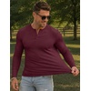 image:imageJMIERR Mens Ribbed Henley Shirt High Stretch Long SleeveC Red
