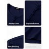image:imageJMIERR Mens Ribbed Henley Shirt High Stretch Long SleeveD Blue