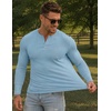 image:imageJMIERR Mens Ribbed Henley Shirt High Stretch Long SleeveD Blue 2