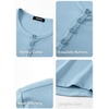 image:imageJMIERR Mens Ribbed Henley Shirt High Stretch Long SleeveD Blue 2