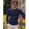 image:imageJMIERR Mens Ribbed Henley Shirt High Stretch Long SleeveD Blue