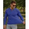 image:imageJMIERR Mens Ribbed Henley Shirt High Stretch Long SleeveD Blue 3