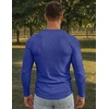 image:imageJMIERR Mens Ribbed Henley Shirt High Stretch Long SleeveD Blue 3