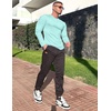 image:imageJMIERR Mens Ribbed Henley Shirt High Stretch Long SleeveD Blue 4