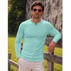 image:imageJMIERR Mens Ribbed Henley Shirt High Stretch Long SleeveD Blue 4