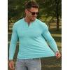 image:imageJMIERR Mens Ribbed Henley Shirt High Stretch Long SleeveD Blue 4