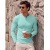 image:imageJMIERR Mens Ribbed Henley Shirt High Stretch Long SleeveD Blue 4