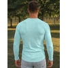image:imageJMIERR Mens Ribbed Henley Shirt High Stretch Long SleeveD Blue 4