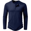 image:imageJMIERR Mens Ribbed Henley Shirt High Stretch Long SleeveD Blue