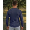 image:imageJMIERR Mens Ribbed Henley Shirt High Stretch Long SleeveD Blue