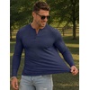 image:imageJMIERR Mens Ribbed Henley Shirt High Stretch Long SleeveD Blue