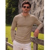 image:imageJMIERR Mens Ribbed Henley Shirt High Stretch Long SleeveD Brown