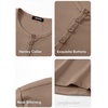 image:imageJMIERR Mens Ribbed Henley Shirt High Stretch Long SleeveD Brown