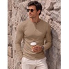 image:imageJMIERR Mens Ribbed Henley Shirt High Stretch Long SleeveD Brown