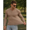 image:imageJMIERR Mens Ribbed Henley Shirt High Stretch Long SleeveD Brown