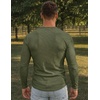 image:imageJMIERR Mens Ribbed Henley Shirt High Stretch Long SleeveD Green