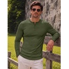 image:imageJMIERR Mens Ribbed Henley Shirt High Stretch Long SleeveD Green