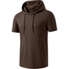 image:imageJMIERR Mens Short Sleeve Hoodie Lightweight Hooded Tshirts with PocketBrown