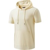 image:imageJMIERR Mens Short Sleeve Hoodie Lightweight Hooded Tshirts with PocketCream