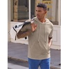 image:imageJMIERR Mens Short Sleeve Hoodie Lightweight Hooded Tshirts with PocketKhaki