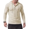 image:imageJMIERR Mens Hooded Pullover Fleece Long Sleeve Muscle Fit Henley ShirtsParchment