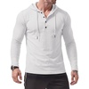 image:imageJMIERR Mens Hooded Pullover Fleece Long Sleeve Muscle Fit Henley ShirtsWhite