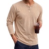 image:imageJMIERR Mens Long Sleeve Wash Cotton Henley ShirtsKhaki