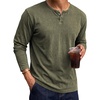 image:imageJMIERR Mens Long Sleeve Wash Cotton Henley ShirtsOlive Green