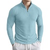 image:imageJMIERR Mens Quarter Zip Pullover Muscle Fit Ribbed Long Sleeve Gym T ShirtsLight Blue