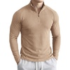 image:imageJMIERR Mens Quarter Zip Pullover Muscle Fit Ribbed Long Sleeve Gym T ShirtsPale Khaki