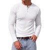 image:imageJMIERR Mens Ribbed Henley Shirt High Stretch Long Sleeve0 White