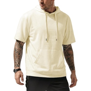 image:imageJMIERR Mens Short Sleeve Hoodie Lightweight Hooded Tshirts with PocketCream