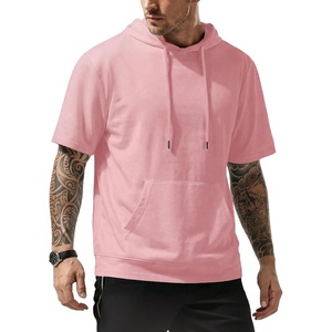 image:imageJMIERR Mens Short Sleeve Hoodie Lightweight Hooded Tshirts with PocketPink