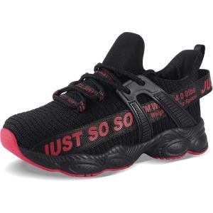 imageVivay Kids Girls Shoes Boy Tennis Sport Running Sneakers Casual Walking Fashion Sneakers2ablackred